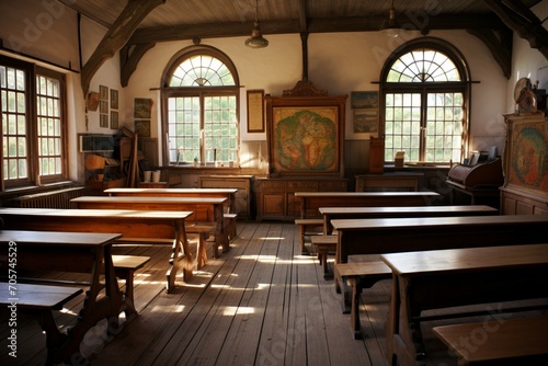 Educational heritage Old village school interiors showcase historic charm