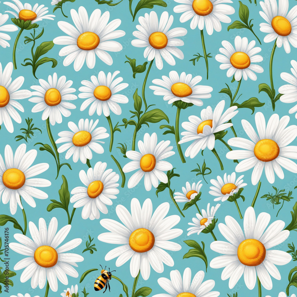 Blue background card with daisies Blue background card with daisies