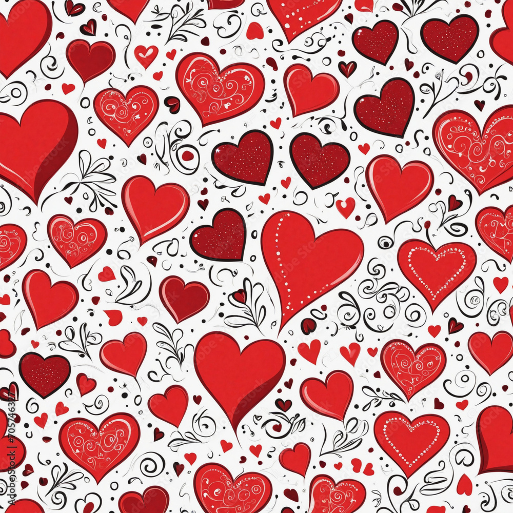 Red hearts and Nazar combined in a seamless pattern Red hearts and Nazar combined in a seamless pattern