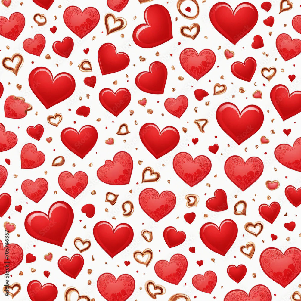 Red hearts and Nazar combined in a seamless pattern