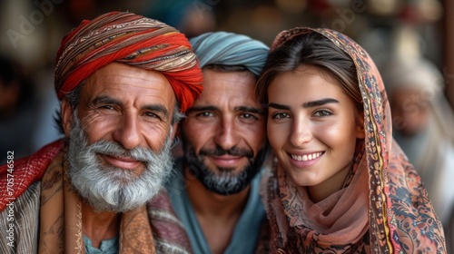 Group of men and women smiling and greeting in front of the camera © Dushan