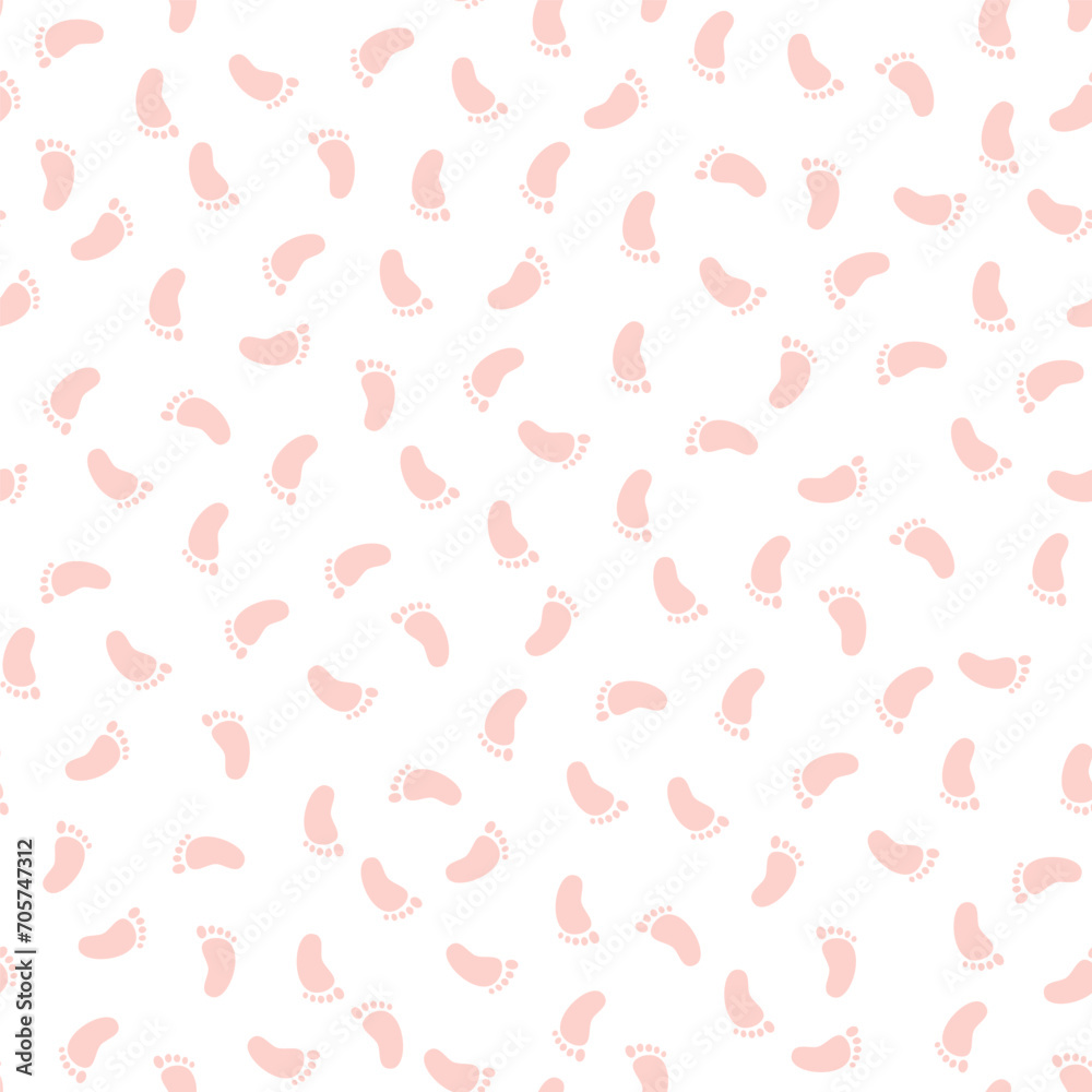 Seamless pattern with pink feet