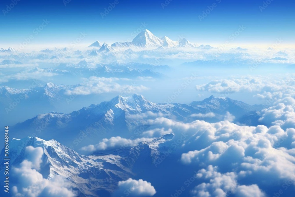 Aerial view of majestic Himalayas. Generative AI