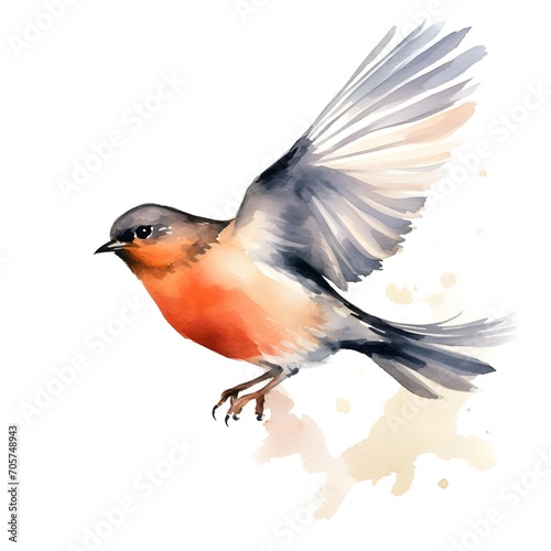 create a hand drawn watercolor clipart of a bird, white background, 4k © great