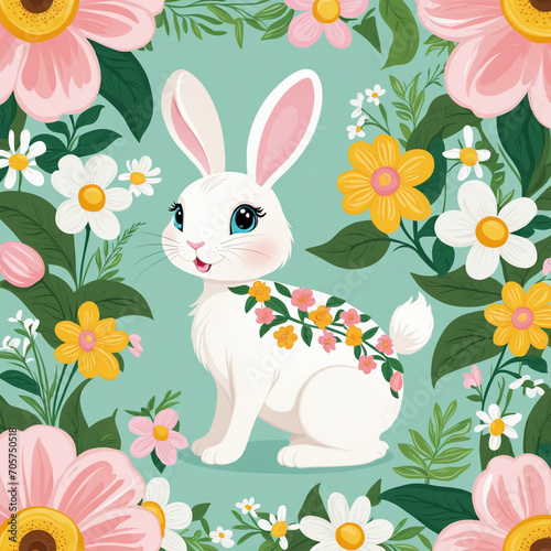 Floral Bunny Greeting Card