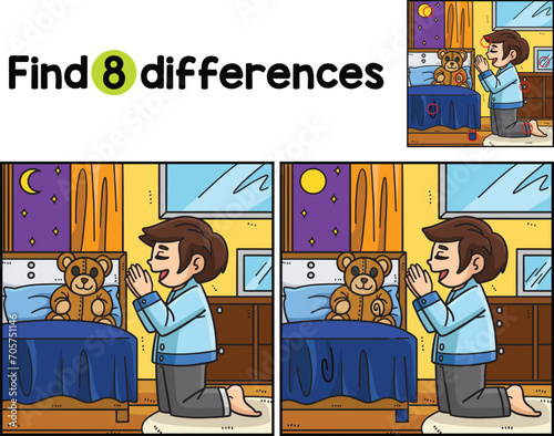 Christian Praying Child Find The Differences