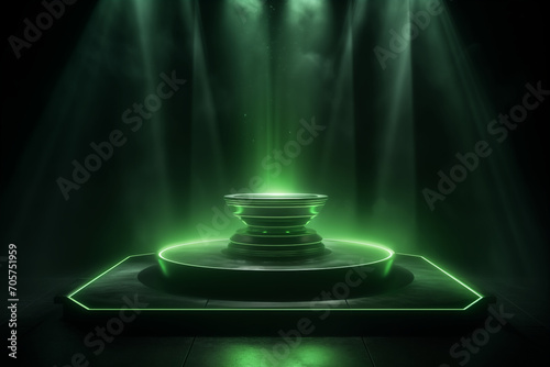 Green podium on dark background award ceremony online casino bonus
