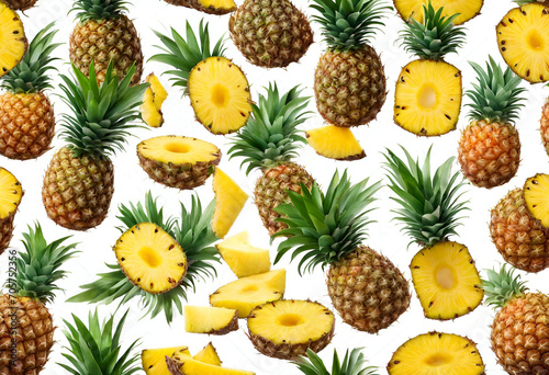 set of pineapple, seamless background with pineapple