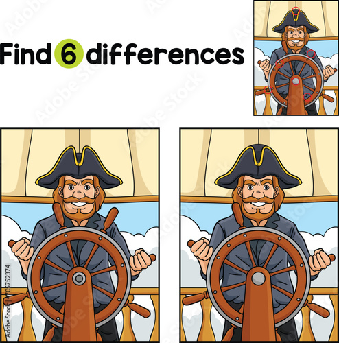 Pirate at the Helm Find The Differences photo