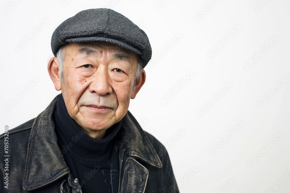 Elegant portrait of an older Asian man, dignified, white background Elegant portrait of an older Asian man, dignified, white background