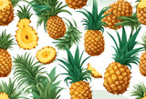 seamless background with pineapple, yellow pineapple