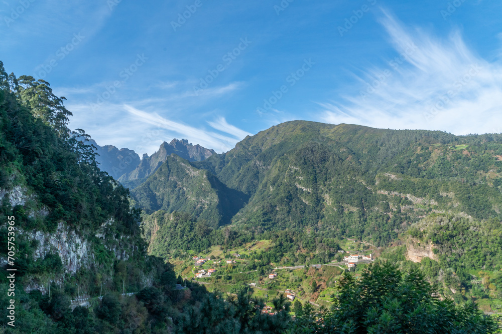 Valley on madeira with a small village