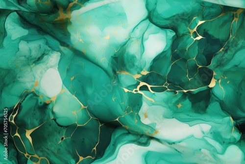  a close up view of a green and gold marbled surface with a gold vein on the top of the surface and a gold vein on the bottom of the surface.