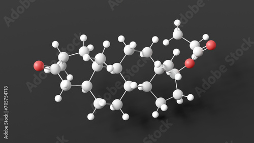 drostanolone propionate molecular structure, anabolic steroid, ball and stick 3d model, structural chemical formula with colored atoms