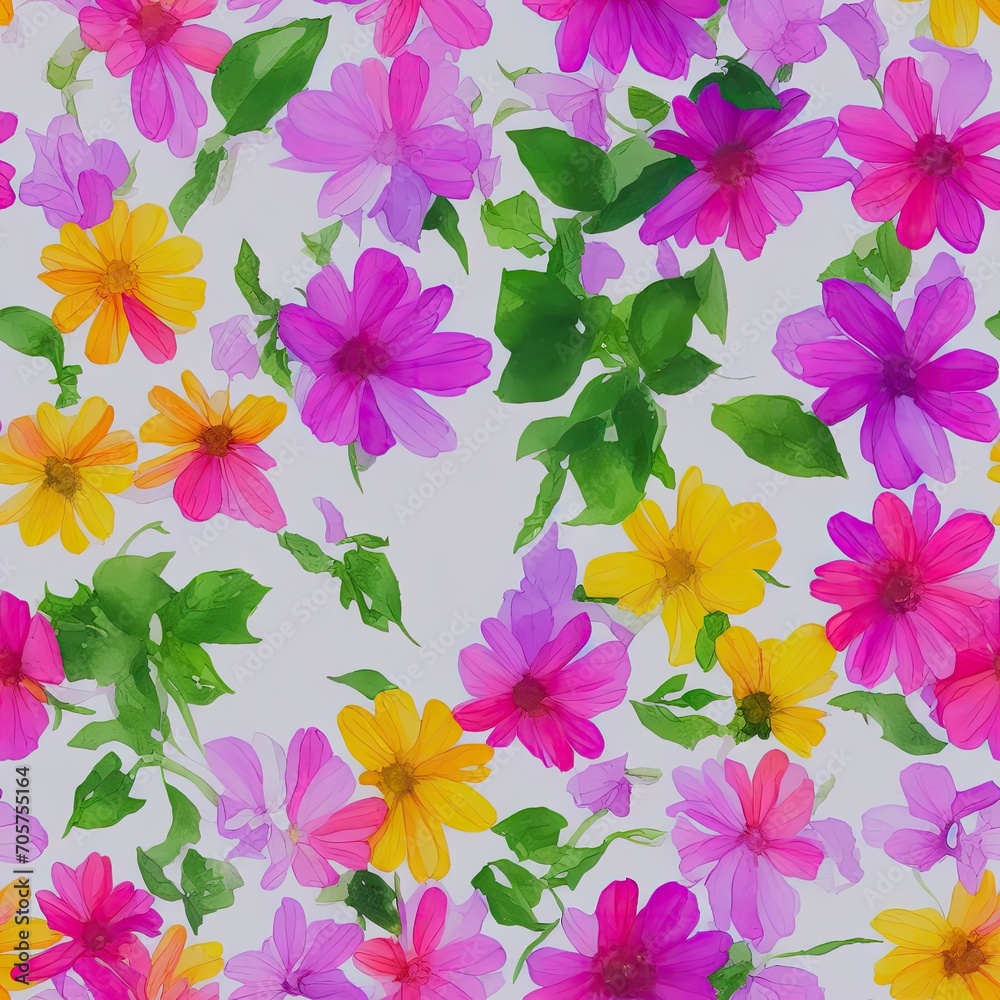 Flowers. Abstract seamless pattern. AI generated.