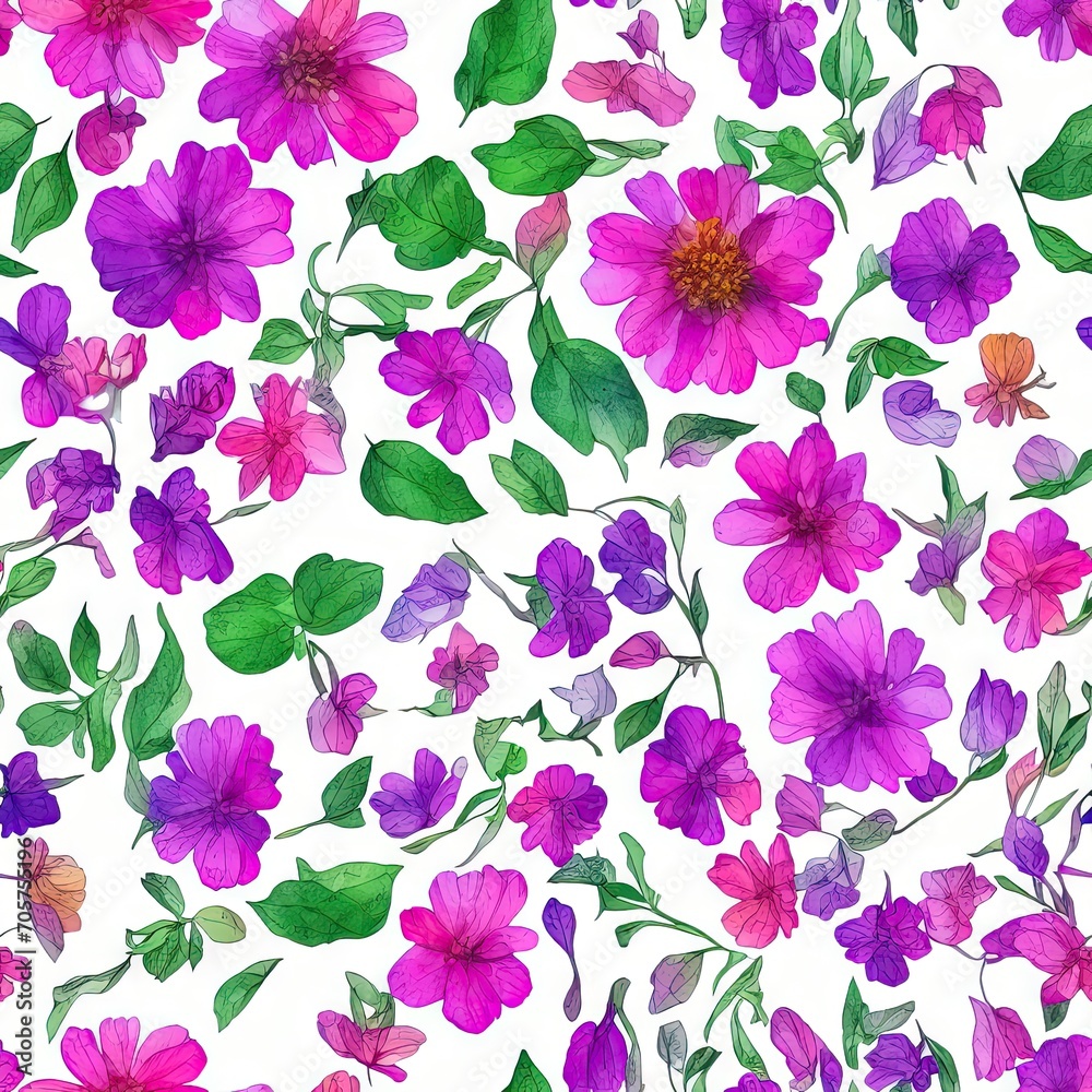Flowers. Abstract seamless pattern. AI generated. Flowers. Abstract seamless pattern. AI generated.