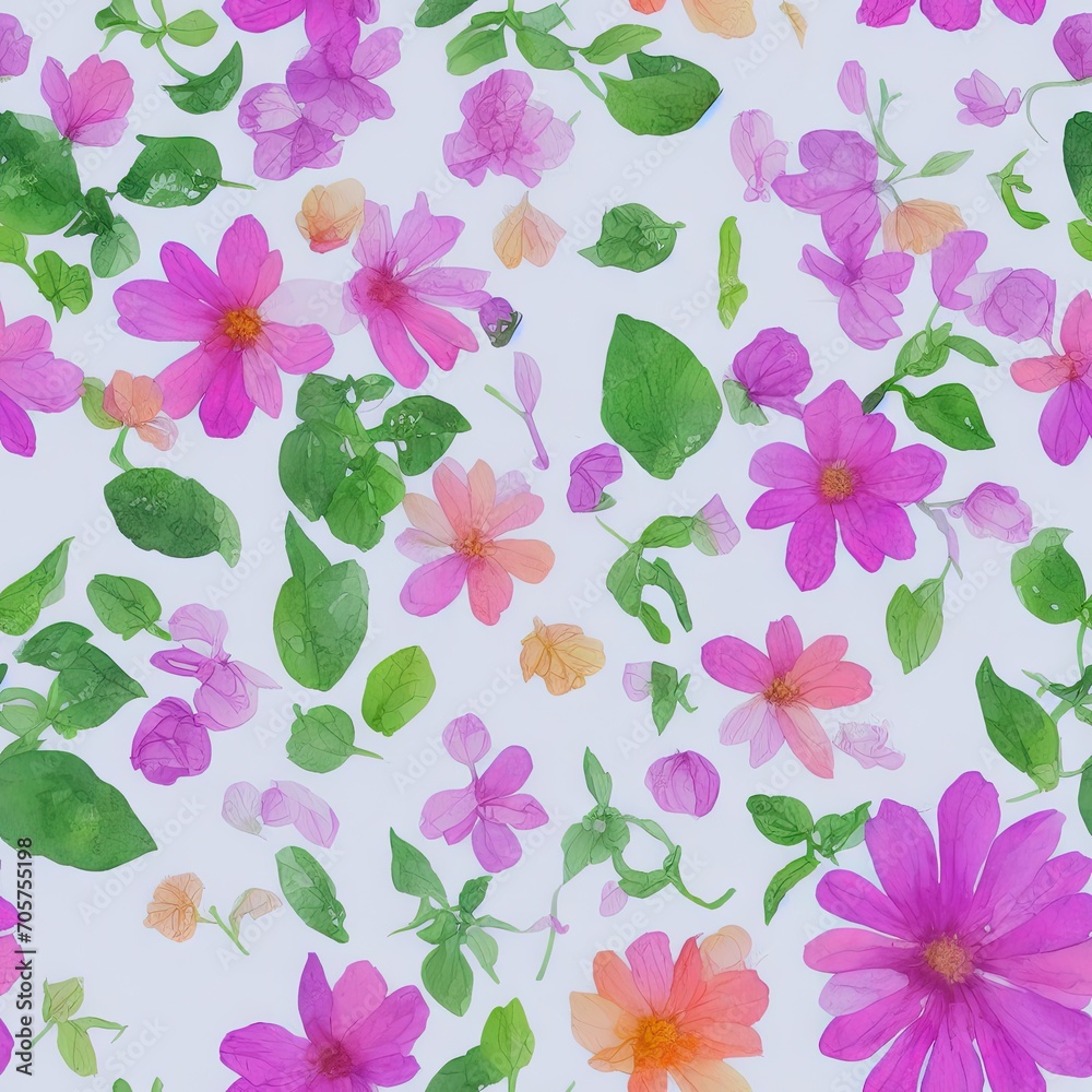 Flowers. Abstract seamless pattern. AI generated.