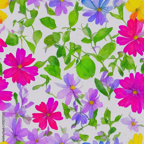 Flowers. Abstract seamless pattern. AI generated.