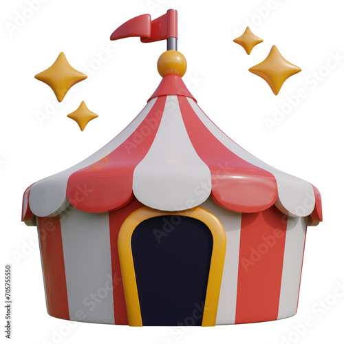 3d illustration,circus tent isolated on transparent background 