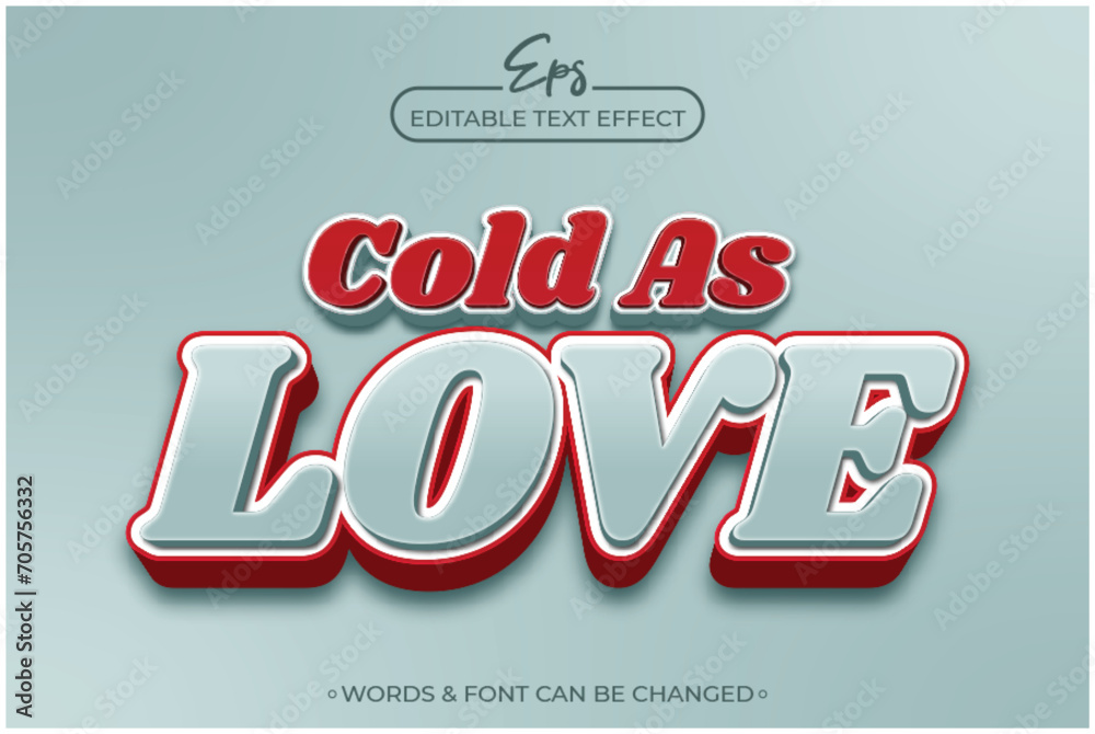 Cold as love editable text effect template