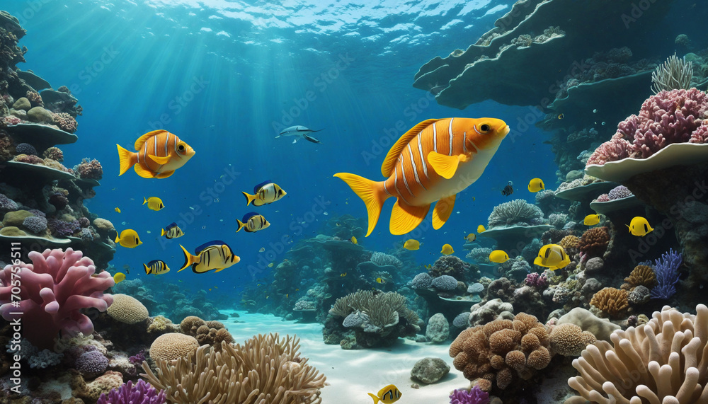 Fototapeta premium Underwater shoal of fish