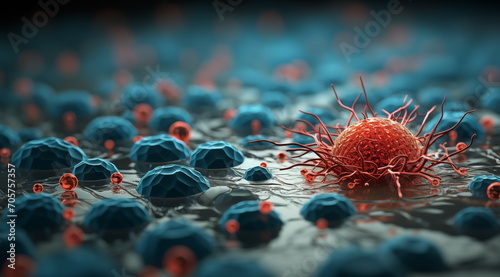 cancer cells concept, Virus cells concept, Tumor cells concept, 3d, illustration, Generated AI photo