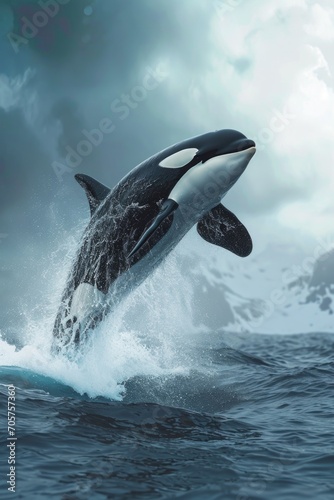an orca jumping with its tail out of the water © Landscape Planet