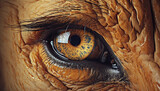 Close up of an elephant eyes looking at the camera