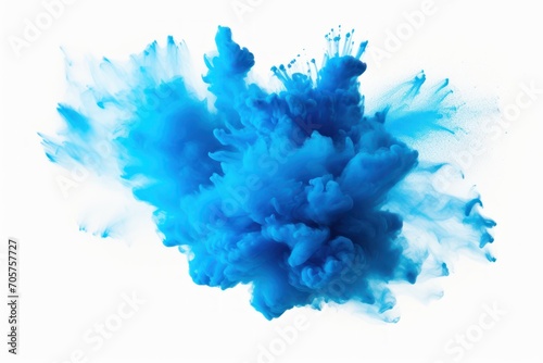  a blue substance is in the air and is in the middle of a cloud of blue ink on a white background that appears to be floating or floating in the air.