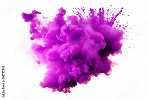  a purple substance is in the air and it looks like it has been thrown into the air with a lot of purple smoke coming out of the top of it.