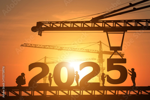 Silhouette staff works as a to prepare to welcome the new year 2025