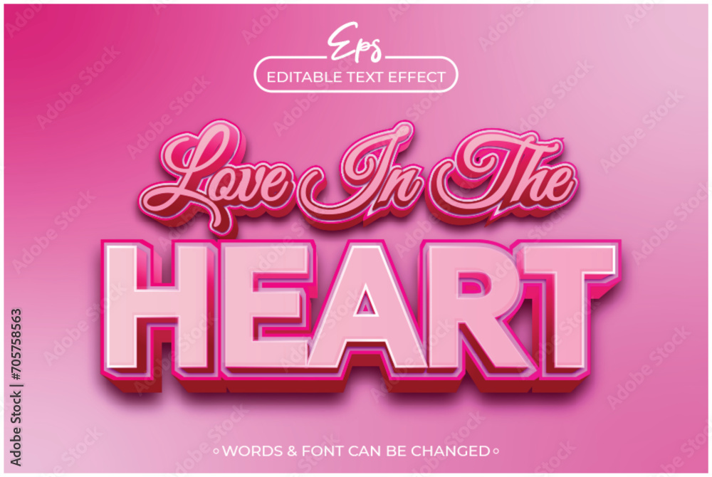 Love in the heart editable text effect template