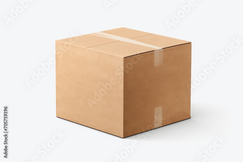  a cardboard box on a white background with a tape on the top of the box and the bottom of the box on the bottom of the box with a white background. © Nadia