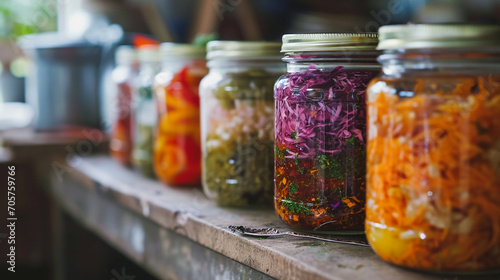 Fermented vegetables in jars. Fermented vegetables. photo