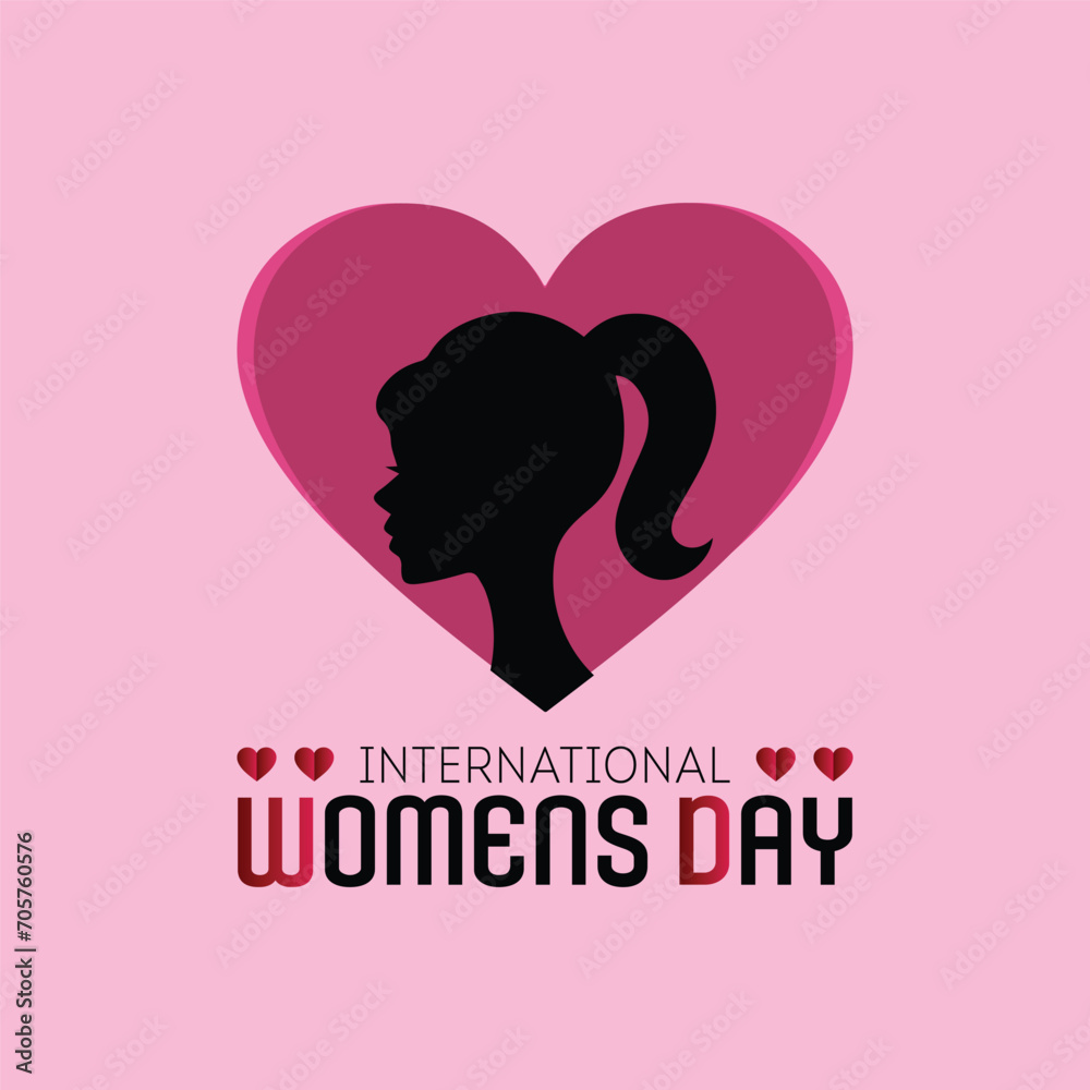 illustration of a heart with Women's Day illustration of a heart with Women's Day