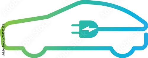 The symbol of charging an electric car with the symbol of a wire plug, the concept of an environmentally friendly car.