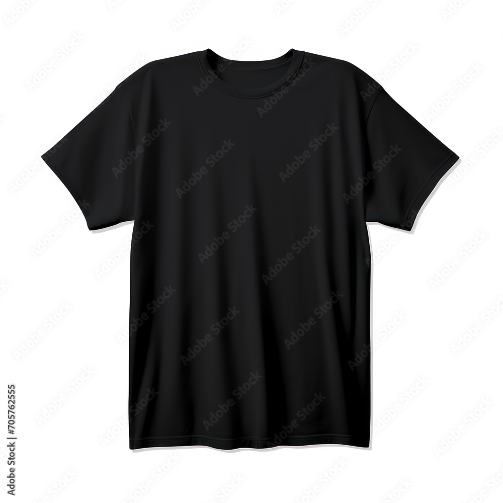 Black T-shirt isolated on white background. Mockup for placing your design.