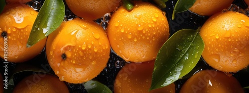 Fresh Citrus Fruits With Water Droplets Close-Up at a Market Stand