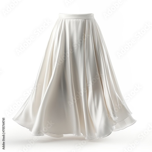 Simple white skirt isolated. Summer women's clothing. Casual fashion. Clothes mockup photo