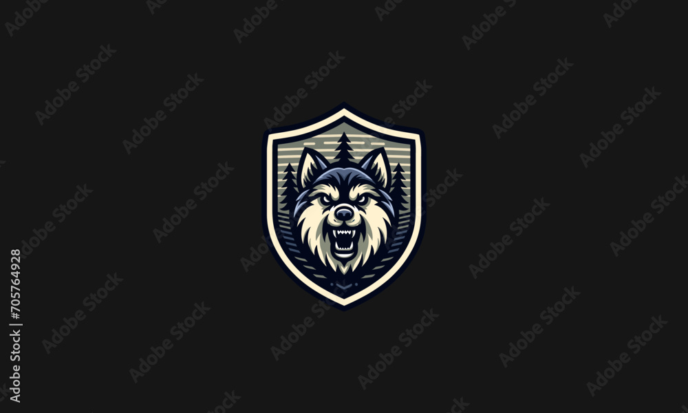 head wolf angry with shield vector logo design head wolf angry with shield vector logo design