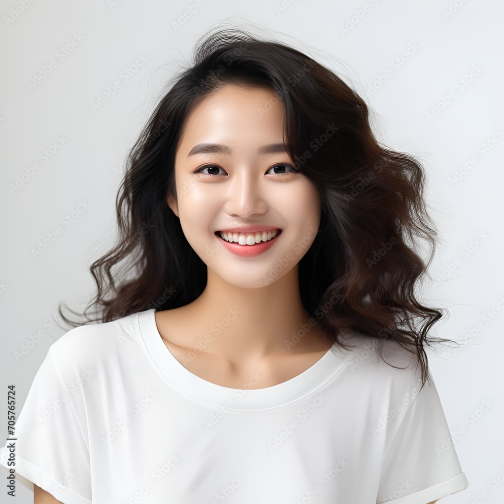 young happy asian woman posing and looking in camera,white background young happy asian woman posing and looking in camera,white background
