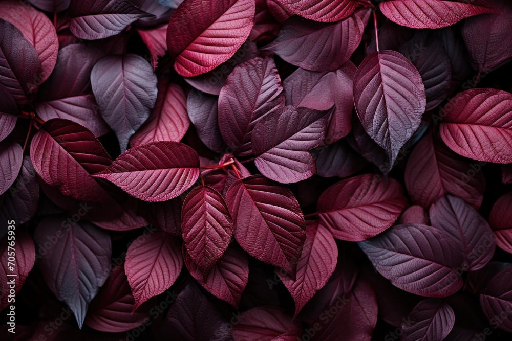  a bunch of purple leaves that are on top of a bed of red and purple leaves that are on top of a bed of red and purple leaves that are on top of the bed of purple leaves.