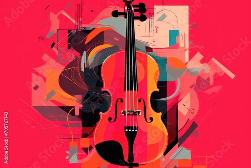 a painting of a violin on a pink background with a pink background and a pink background with a pink background and a pink background with a black and white violin.
