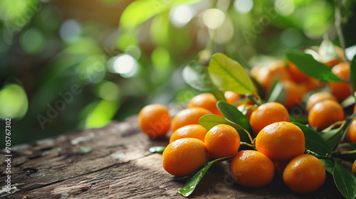 kumquat on a wooden background, nature photo