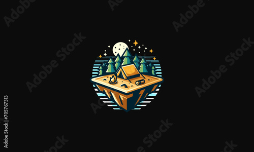 camp and forest vector logo design