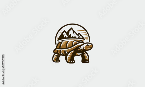 turtle and mountain vector logo design