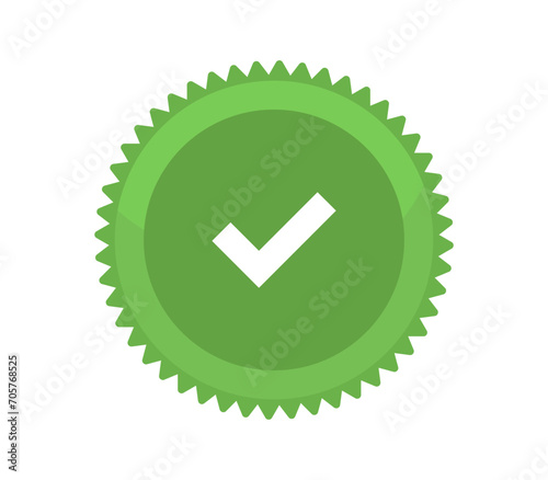 Green certificate badge with a white checkmark icon in the center