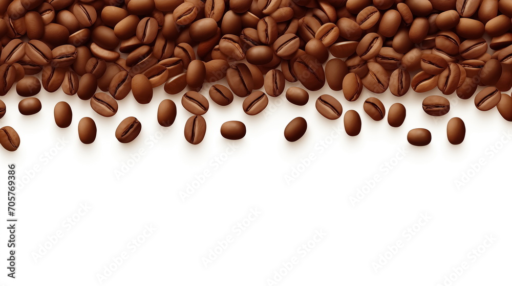 Obraz premium Coffee bean pattern, drawing, isolated white background, wallpaper, background. banner.