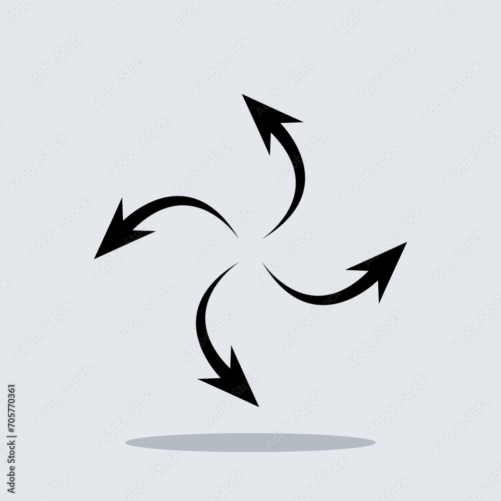 Four directions icon vector. Four side arrow icon sign symbol vector. Arrows pointing from the center vector icon illustration isolated on gray background Four directions icon vector. Four side arrow icon sign symbol vector. Arrows pointing from the center vector icon illustration isolated on gray background