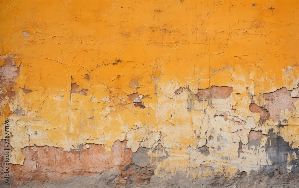 Weathered and Peeling Paint on an Aging Yellow Wall Weathered and Peeling Paint on an Aging Yellow Wall
